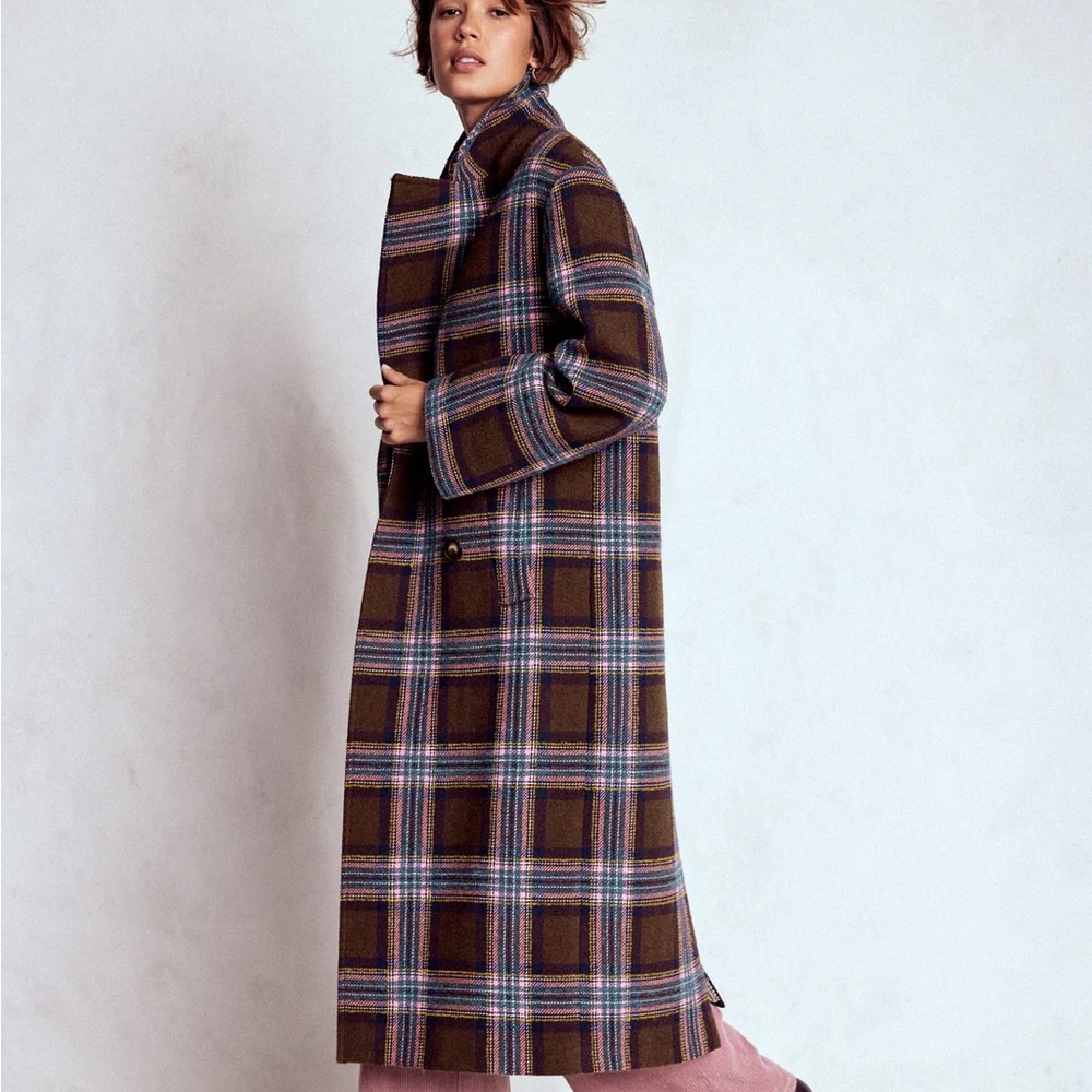 NWT Boden Plaid Wool Coat